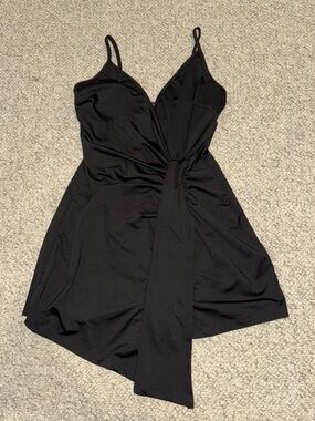 Black Wrap-Front Spaghetti Strap romper